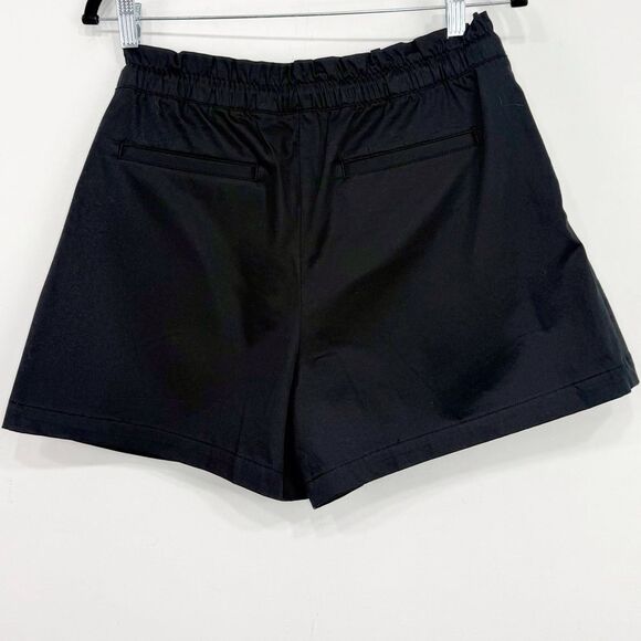 GAP Black Elastic Ruffle Waist Wide Leg High Waisted Cotton Shorts NEW - Picture 4 of 16